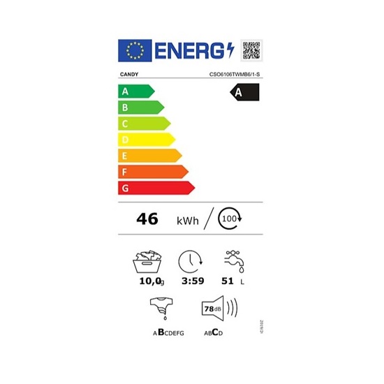 Candy CSO6106TWMB6/1-S Smart Pro elöltöltős mosógép inverter motor,10kg