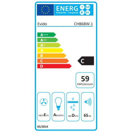 EVIDO Fade 60GW felsőszekrénybe építhető fehér konyhai elszívó 60cm