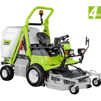 Grillo FD 900 4WD magas ürítésű frontkaszás fűnyíró traktor 126 cm-es első vágóasztallal és 195 cm-es magasságig emelhető gyűjtő kosárral