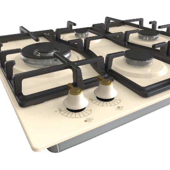 Gorenje GW6D42CLI beépíthető rusztikus gáz bézs főzőlap WOK égővel, 60x52x13 cm 