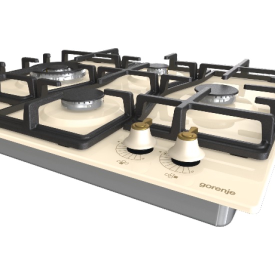 Gorenje GW6D42CLI beépíthető rusztikus gáz bézs főzőlap WOK égővel, 60x52x13 cm 