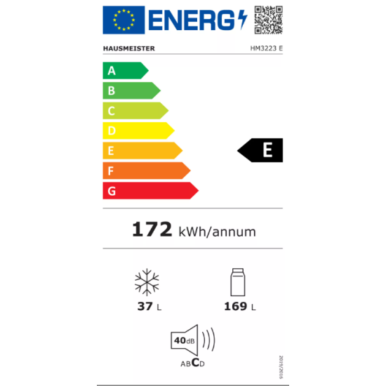 Hausmeister HM3223 E ezüst felülfagyasztós hűtőszekrény 143cm E energiaosztály