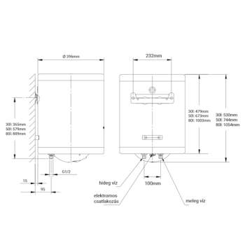 Hajdu AQ 80 Eco Slim elektromos forróvíztároló, villanybojler