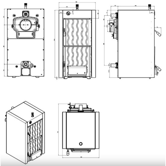 Hunor LX6 szilárdtüzelésű 6 tagos  öntöttvas kazán 33kW