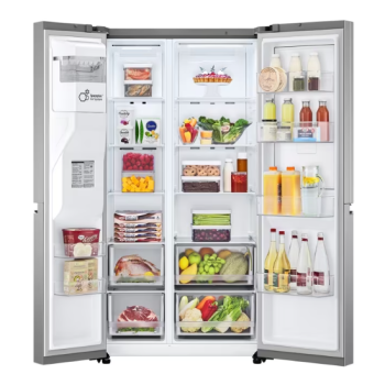 LG GSJV70PZTE side by side hűtőszekrény, Lineáris Inverter Kompresszor, 179cm magas, hamvas ezüst