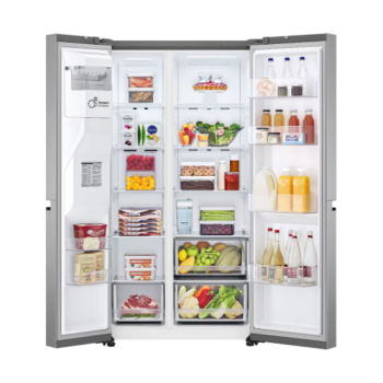 LG GSLV51PZXM Side-by-Side hűtőszekrény, inox színű,416/219L,179cm magasság, Smart Inverter Kompresszor, 