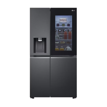 LG GSXV90MCDE Total No Frost side by side hűtőszekrény, 416/219L, InstaView™, WIFI, Lineáris Inverter Kompresszor, 91.3x73.5x179 cm, matt éjfekete szín 