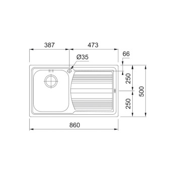 Franke LLX 611-L mosogatótálca, inox,86x50cm,balos