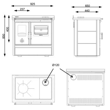 Warnex Lotus bordó sparhelt 11kW felsőkategóriás, masszív fatüzelésű sparhelt nagy tűztérrel