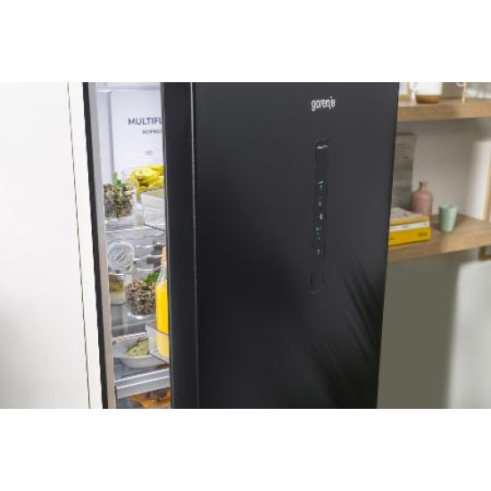 Gorenje NRK619EABXL4 NO Frost fekete kombinált hűtőszekrény, 204/96L, 60x59.2x185 cm 
