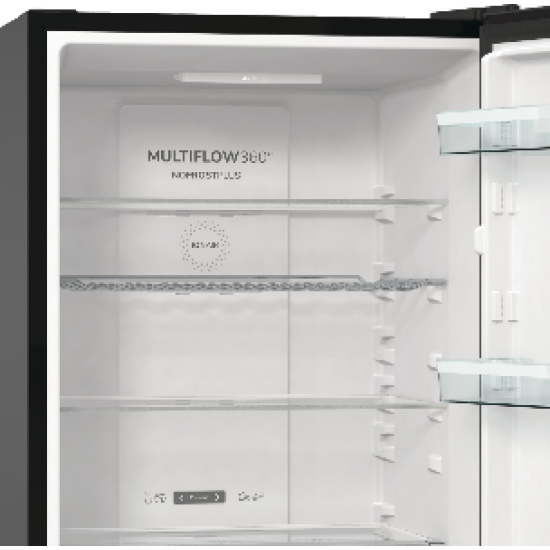Gorenje NRK619EABXL4 NO Frost fekete kombinált hűtőszekrény, 204/96L, 60x59.2x185 cm 