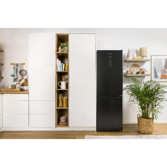 Gorenje NRK619EABXL4 NO Frost fekete kombinált hűtőszekrény, 204/96L, 60x59.2x185 cm 