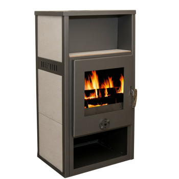 Warnex Monaco csempés bézs kandalló modern elegancia, robosztus felépítmény