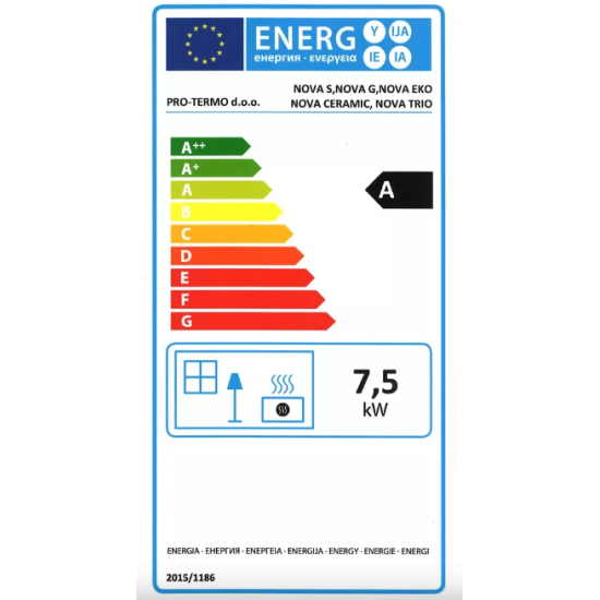 Warnex Nova szürke csempés szabadonálló lemez kandalló 7,5kW 48x82x48cm 