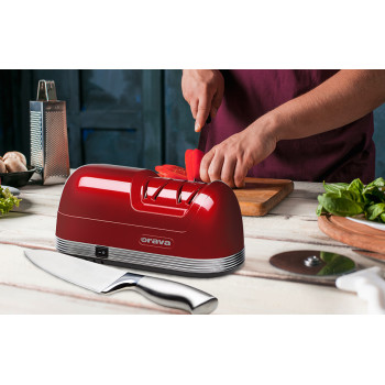 Orava BN45-R késélező 230 V 40W kétfokozatú élezőrendszer, exkluzív kivitel piros színben