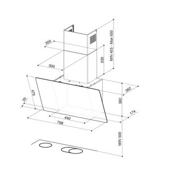 Faber GLAM-LIGHT EV8+ DG/LG A80 beépíthető falra szerelhető döntött kürtös konyhai elszívó,sötétszürke/világosszürke, LED világítás, Touch Control 