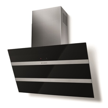 Faber STEELMAX EV8 LED BK/X A80 beépíthető falra szerelhető döntött kürtös konyhai elszívó, 80cm fekete/üveg