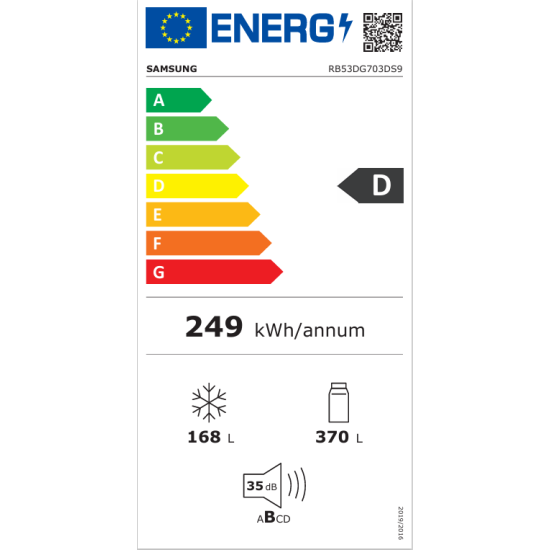 Samsung B53DG706CS9EO NoFrost alulfagyasztós 203x75.9x71.1cm, wifi SmartThings MI Energia üzemmóddal 538 L, inox