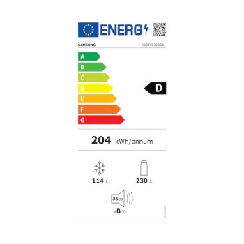 Samsung RB34C670DSA/EF No Frost alulfagyasztós kombinált hűtőszekrény Wi-Fi-vel és körkörös hűtéssel, inox, 230/114L, 59.5x65.8x185.3 cm