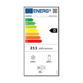 Samsung RB38C634DSA/EF alulfagyasztós kombinált hűtőszekrény 272/114L,inox, Wifi, 59.5x65.8x23 cm 