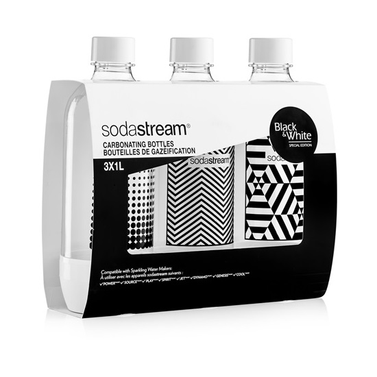 Sodastream Bottle Jet Black and White Tripack palackok 
