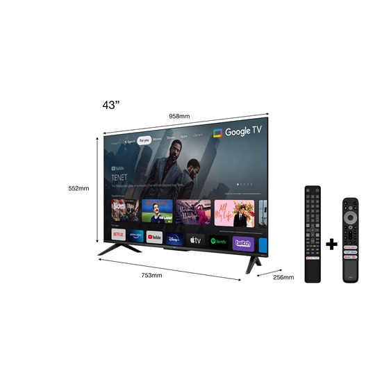 TCL 43C635 UHD QLED Google Smart LED TV, 109cm,43"