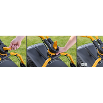 Stiga COMBI 553 S önjárós benzinmotoros fűnyíró innovatív akár 25°-os szögben elfordítható a tolókar – így a sövények alatt és a falak mentén is nyírhat