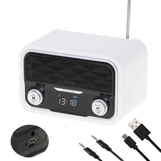 Adler AD1185 rádió Bluetooth USB-SD-AUX akkus