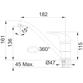Franke Basic egykaros mosogató csaptelep,króm szín,115.0250.147