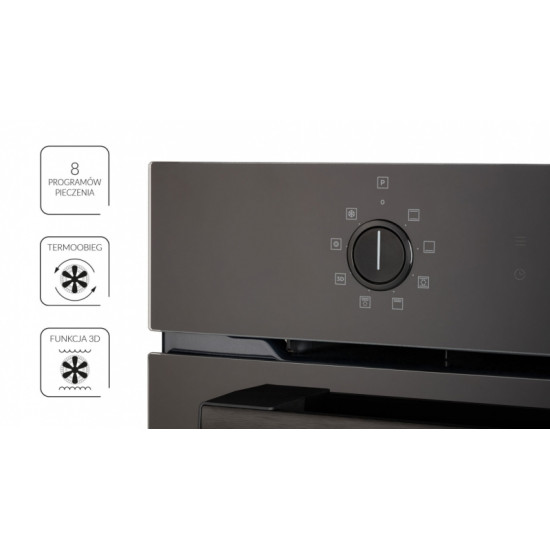 MPM 63-BOS-40B fekete beépíthető sütő katalitikus és gőz tiszítással  63BOS40B