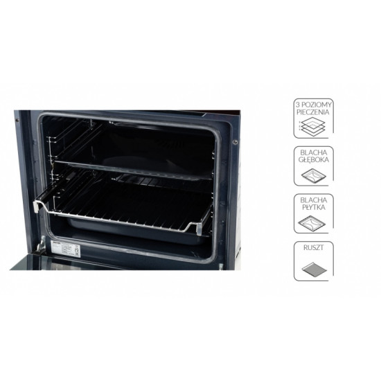 MPM 63-BOS-40B fekete beépíthető sütő katalitikus és gőz tiszítással  63BOS40B