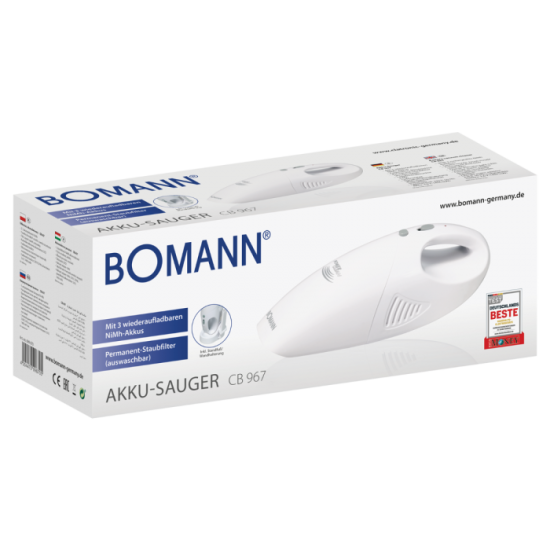Bomann CB967 akkus kézi porszívó fehér CB 967 3.6 V