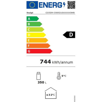 Snaige CD35DM-S3JJ fekete üvegajtós hűtőszekrény 1730 x 600 x 600mm