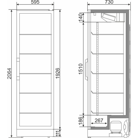 Snaige CD55DM-SV02DC21 Professional, Ipari üvegajtós hűtő, 2064x595x730mm, 500 liter
