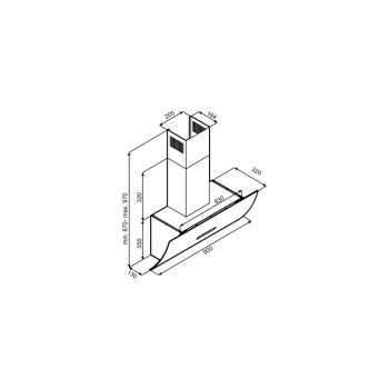 Evido CHV9TW.1 Cliff 90W Design döntött fali kürtös konyhai elszívó fehér 90cm 