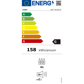 Candy CWC 154 EEL/N borhűtő 41palack 84,5cm CWC154EEL/N