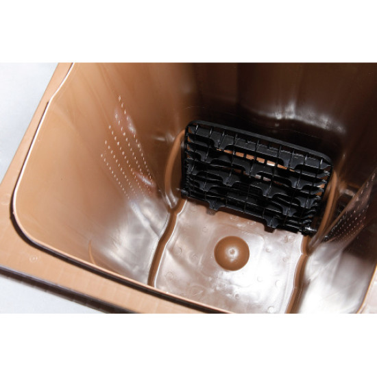 europlast 240l kerekes BIO-hulladék tároló az edény alján felhajtható műanyag rosta található
