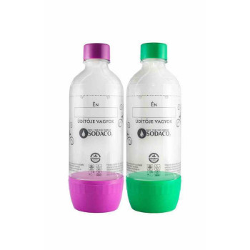 SodaCo szénsavasító flakon otthoni SodaCo Basic és Royal szódagéphez, 2x1 liter, 1db lila 1db zöld