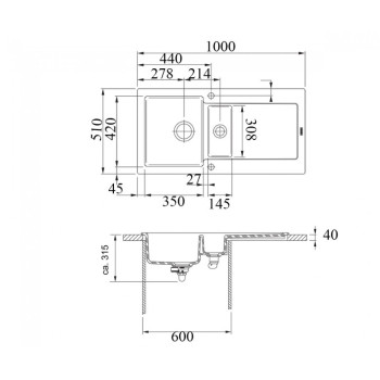 Franke MTK 651-100 MYTHOS Fraceram kerámia fekete mosogatótálca 1000X510 mm 124.0335.872