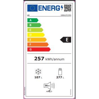 LG GBB62PZJMN NO Frost kombinált hűtő, DoorCooling⁺™ technológia, 595 x 2030 x 682 mm