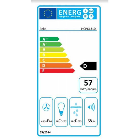 Beko HCP61310I kürtös rozsdamentes elszívó 60cm
