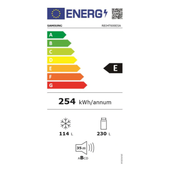 Samsung RB34T600ESA/EF No Frost alulfagyasztós kombinált hűtőszekrény, Digitális Inverter Kompresszor, 230/114L, 59.5x65.8x185.3 cm, fémes grafit szín 