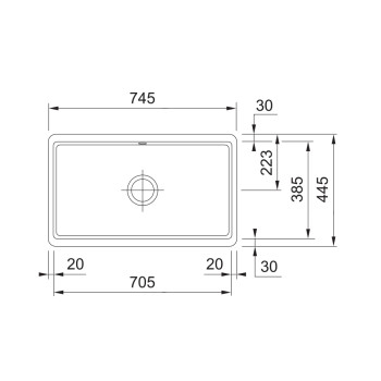 Franke KBK 110-70 Kubus Fraceram munkalap alá építhető kerámia mosogatótálca,74.5x44.5cm,126.0381.512, fekete szín