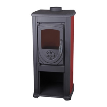 Warnex Thalia Okta ECO kandalló piros lemez oldal borítás, öntöttvas tető és ajtó 