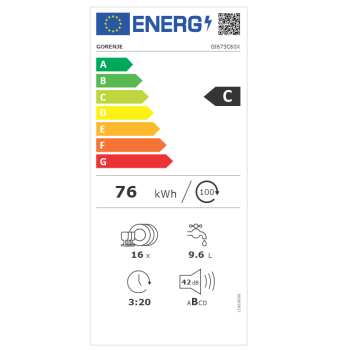 Gorenje GI673C60X WIFI, TotalDry beépíthető kezelőpaneles mosogatógép 60cm, inverter motor, 16 teríték, 3 kosár 