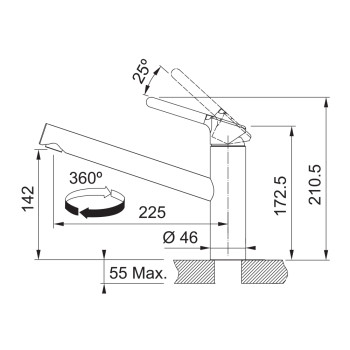 Franke Orbit egykaros mosogató csaptelep,króm szín,115.0623.054