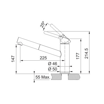 Franke Orbit Doccia egykaros mosogató csaptelep,króm/kasmír,115.0623.147