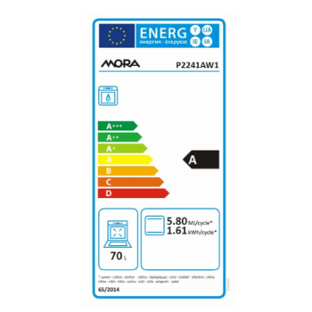 Mora P2241AW1 szabadonálló gáztűzhely 4 gázégős tető nélkül kivitel, 70L, 50x59.4x85 cm