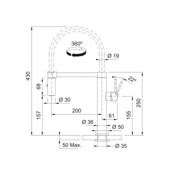 Franke Pescara Doccia L egykaros mosogató csaptelep,masszív inox szín,115.0472.960