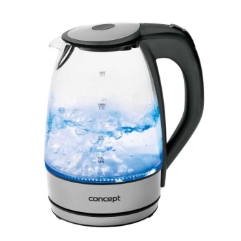 Concept RK4030 vízforraló, 2200W, 1,7 literes, üveg, LED háttérvilágítással, matt rozsdamentes acél